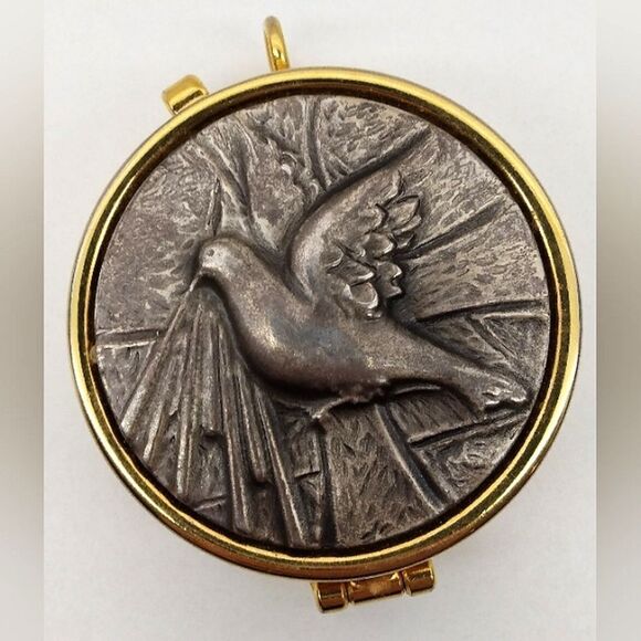 Pyx Holy Communion Brass Pewter Peace Dove - Picture 12 of 13